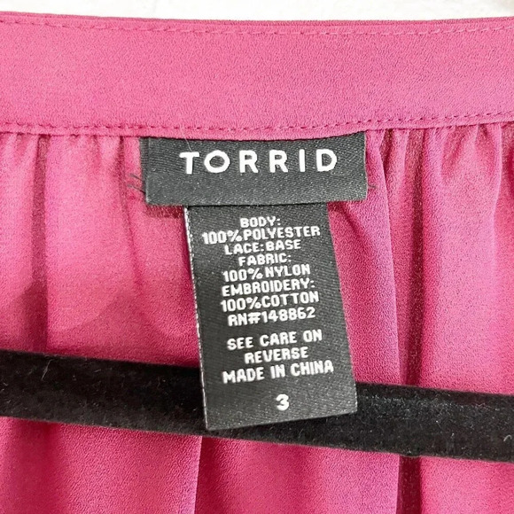 Torrid Wine Lace Inset Sleeveless Lightweight Blouse Women's Plus Size 3X - Picture 6 of 7